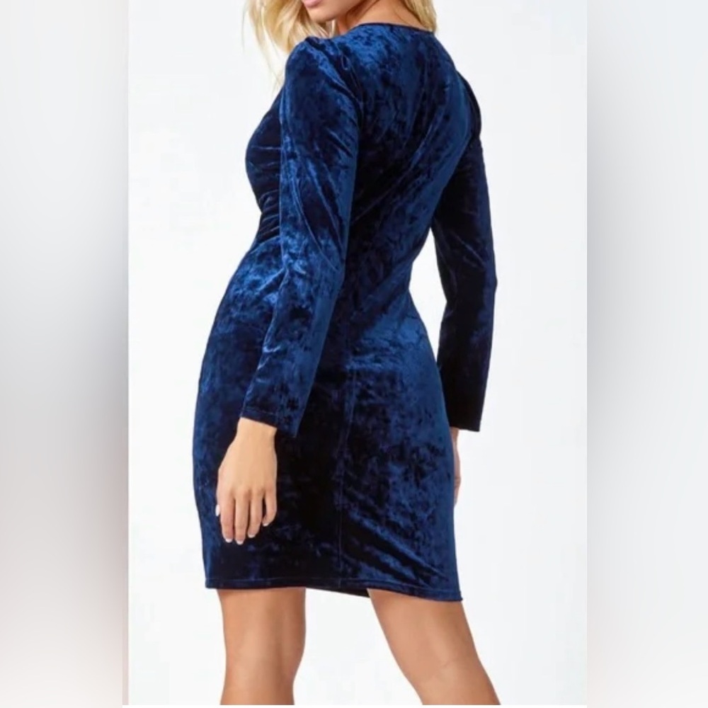 Rebdolls Midnight Blue Velvet Long Sleeve Dress - Picture 2 of 5